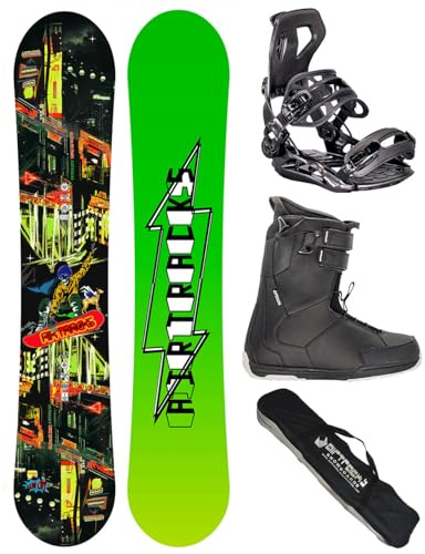 Airtracks Kit de snowboard pour homme Wide Fun City Freestyle Freeride 155 - Fixation Master - Bottes souples Master QL 44 - SB Bag