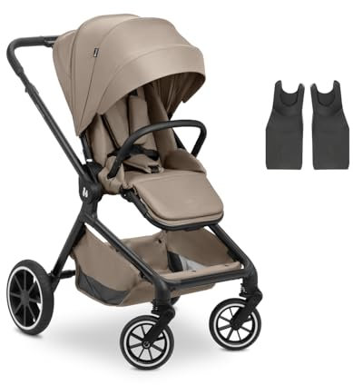 hauck Move N Care, Mocha - Kinder Buggy ab Geburt bis 22 kg, Wendbarer Sitz mit Liegefunktion, XL Verdeck mit UPF 50+, Federung & Gummi Räder, Höhenverstellbarer Schieber, Inklusive Adapter