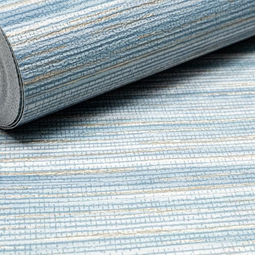 SOPHIE LAURENCE Navy Gold Metallic Wallpaper Textured Shimmer Vinyl Paste The Wall Bedroom Study