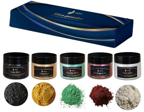 AArtsZ Epoxidharz Farbe Mica Pulver Powder, 5 x 20g Set; Perlglanz Epoxy Resin Pigment Metallischer Powder für Seifenfarbe, Schmuckherstellung, Nagellack, Epoxidharz, Schleim, Kerzenherstellung