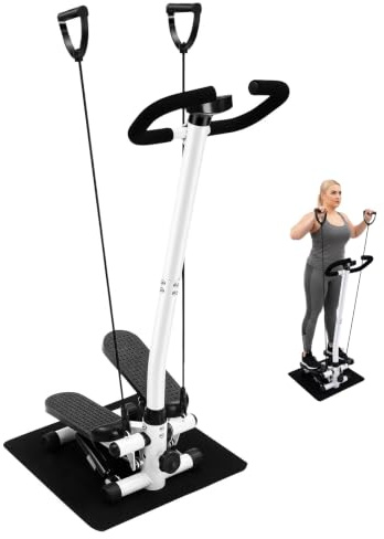 Exercise Stair Stepper för hemmet fitness 2 i 1 Up-Down Swing Stepper | Stående övning stegmaskin med Power Ropes + LCD-display för träning