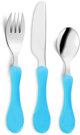 AMEFA - Tube 3 couverts pour enfants - Nuage - Acier inoxydable 18/0, Finition Miroir - Bleu