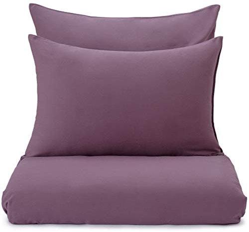 URBANARA Kissenbezug Montrose – 100% Reine Baumwolle 80 x 80 cm Flanell Kissenhülle einzelner Kopfkissenbezug Bettwäsche - Aubergine