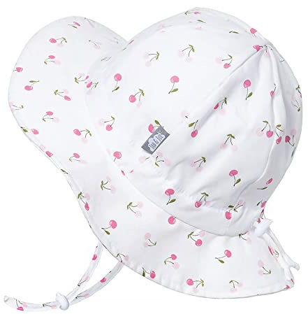 JAN & JUL Baby Beach Floppy Hat Girl 50+ UPF Sun Protection (M: 6-24 Months, Cherries)