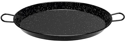 San ignacio Utiel - Paella de Acero Esmaltado de 32 cm, Revestimiento Antiadherente, Apta para cocina de Gas, Capacidad para 5 raciones, Apta para Horno, Negro