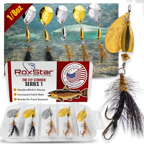 RoxStar Fly Strikers Proven Nationwide to Out-Fish Any Spinner | Hand-Tied in The USA | Most Versatile Fishing Spinner Ever! Trout, Bass, Steelhead (1/8oz S1)