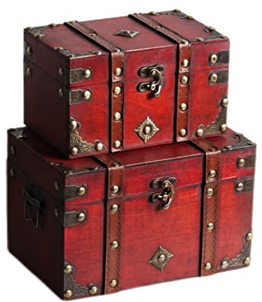 Juego de 2 cajas de madera para baúl del tesoro, caja de brujería, caja de bruja decorativa de almacenamiento con cerradura, cajas decorativas hechas a mano con tapas, cofres de almacenamiento