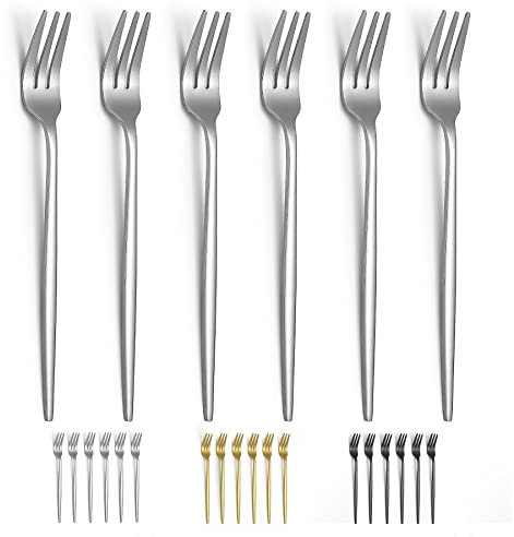 Evanda Forchette da dessert 6 confezioni da 16,5 cm, forchette per dolci in acciaio inox, forchette per la famiglia per frutta, torte, formaggi, per feste, caffè, ristoranti, lavabili in lavastoviglie