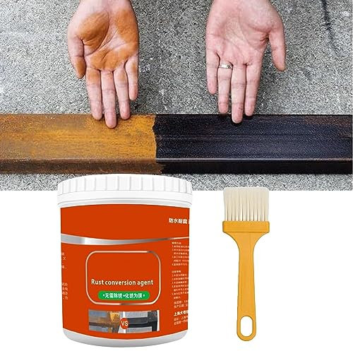 Georcep Rust Removal Converter Metallic Paint, Water-Based Metal Rust Remover with Brush, 300g Rust Renovator, Multi Purpose Anti-Rust Paint, Rust Remover for Metal, Rust Conversion Agent