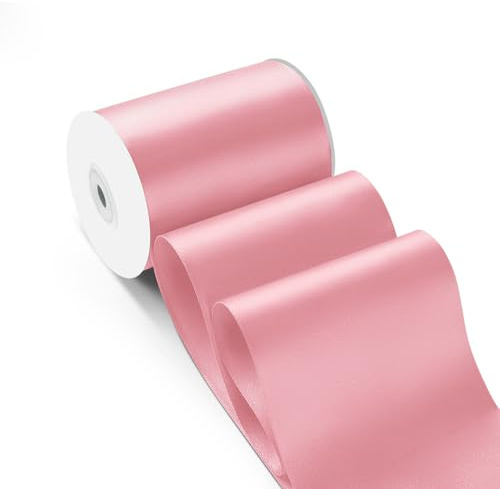 HimBen 4 Inch 25 Yard Wide Satin Ribbon Pink, Solid Fabric Large Ribbon Roll for Cutting Ceremony Wedding Opening Party Decoration, Chairs, Sewing, Festival Pageant Sashes