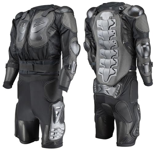 Kcolic Motorcycle Full Body Armor Protector Removable Racing Jacket Motocross Spine Chest Motocross Protective Shirt Vest Skiing Riding Skating Anti-Fall Vest Protective Gear XL.