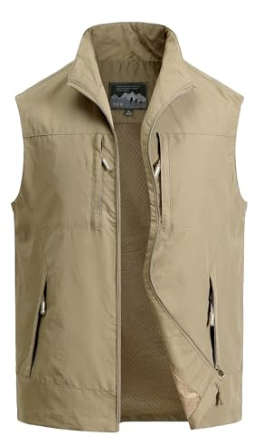 MeiLayM Chaleco para Hombres Al Aire Libre Multi Bolsillos Transpirable Secado Rápido para Pesca, Trabajo, Senderismo, Acampa, Fotografía - Chaquetas sin Mangas