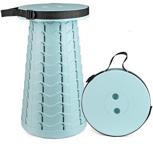 Hesanzol Tragbarer Teleskophocker, einziehbarer Klapphocker für Camping, Garten, Angeln, Wandern, Reisen, Grillen, verstellbare Klapphocker, maximale Traglast 180 kg