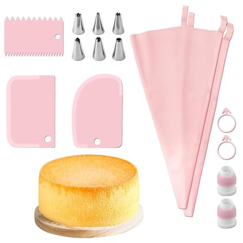 per decorare torte, sac à poche e set di ugelli | Sacchetti per tubazioni riutilizzabili da 15 pezzi, sicuri e facili da pulire,Kit di tubazioni per glassare la decorazione di torte per crea