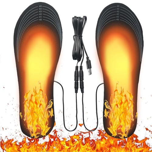Beheizbare Einlegesohlen,40-46 Heizeinlagen,USB Wiederaufladbare Beheizte Einlegesohlen,Wärmesohle,Beheizbare Sohlen,Zuschneidbare Thermo-Einlegesohlen Winterfußwärmer für Männer und Frauen