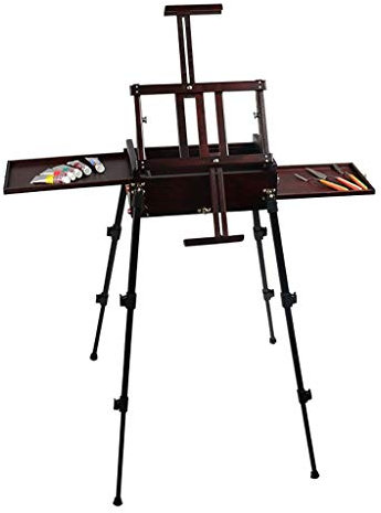 CCKUHN Caballete de Artista para Pintar, Caballete de exhibición, Caballete de Dibujo, Caballete portátil de Madera de Haya, Color Rojo Vino, Peso de 5 kg