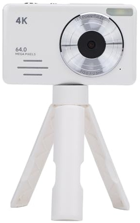 Digitalkamera, 4K 64 MP Vloggningskamera med 18X Digital Zoom, Barnkamera med Autofokus med Flera Filter, Timelapse-fotografering, Kompakt Resekamera för Tonåringar (Vit)
