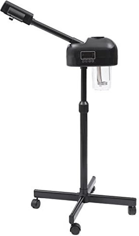 2 in 1 Gesichtsdampfer, Intelligentes Heiß-Kalt-Gesichtssauna Freistehend Gesicht Dampfgerät Luftbefeuchter Aquafacialgerät mit Touchscreen LED-Licht & Vergrößerungsglas PTC-Heiztechnologie (Schwarz)