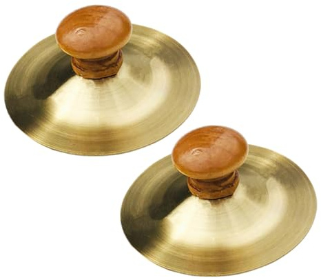 JUMPLAWN Piatti Percussioni per Ragazzo Ragazza 2 Pezzi in Metallo e Legno con Manici Comodi Stimolano Interesse Musicale per Intrattenimento e Spettacolo