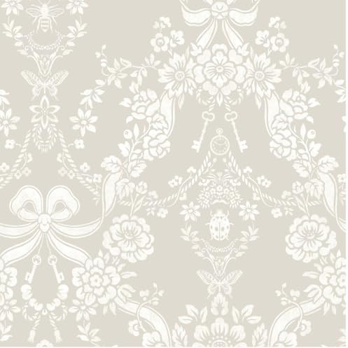 YöL Taupe Wallpaper Bow Damask - Elegant Contemporary Sophisticated Versatile - Paste The Paper - 53cm x 10.05m - Bedroom Living Room Lounge - Statement Feature Wall