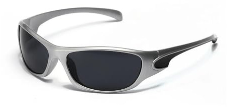 WNCKSQ Gafas de sol deportivas plateadas para hombre y mujer, estilo retro punk, para ciclismo, modernas, para exteriores, Y2002, gris plata, 1