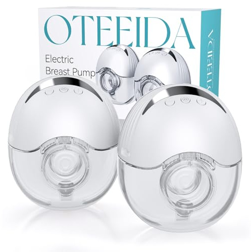 Tire Lait Electrique Main Libre MY-375 - Aspiration Puissante, Silencieux, Tire Lait Main Libre Avec 4 Modes et 12 Niveaux, Breast Pump 24 mm - Brides 19/21/Insert, Lot de 2 (Blanc)