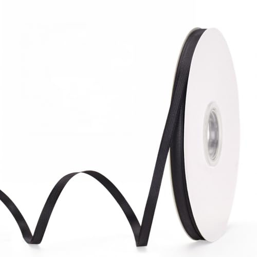 G2PLUS Black Satin Ribbons 6mm: 100Yards Thin Gift Wrapping Ribbon for Wrapping Presents, Making Cards, Craft Projects,Christmas Decorations