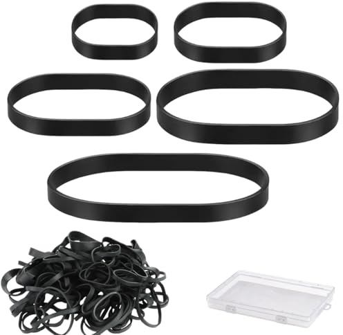 AVUELOI Elastici Nero in Gomma, 100 pezzi, Piccoli Elastici Ufficio Allungabili Per Scuola Casa Forniture per Casa, Scuola, Ufficio e Industria, 5 Misure: 5/6/8/10/12 cm