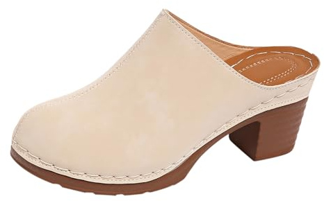 Sandales pour femme avec talon, mules en daim et cuir, chaussures pieds nus, à plateforme, sabots à talon bloc, sandales de sport ultra légères, fermées à l'avant, pour femme, chaussures d'été