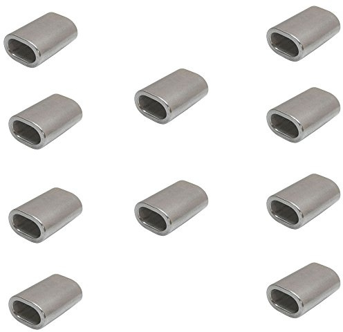 10 Pc 1/16'' Marine Stainless Steel Wire Rope Oval Sleeve Sleeves Crimping SS316