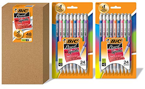 BIC Xtra-Sparkle Mechanical Pencil, Medium Point (0.7mm), Fun Design With Colorful Barrel, 48-Count