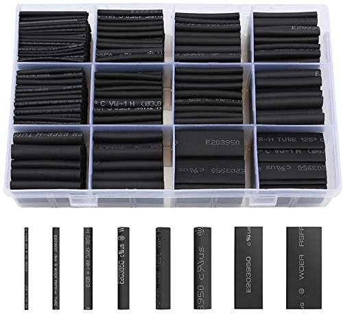 Schrumpfschlauch Schwarz Schrumpfschläuche Set 650tlg, LIBERRWAY Heat Shrink Tube Wire Wrap Sortiment Verhältnis 2:1 Verschiedene Größen Assortment in einer Kiste