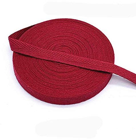 Egurs färgglada band av bomull 45 m x 10 mm mjukt vävt twillband bomullsband snedband twillband fiskbensband för sömnad dekorativa band sömband vin röd