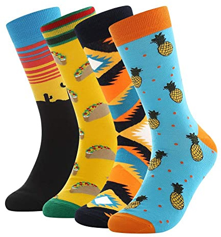 BISOUSOX Calcetines Divertidos para Hombres 39-46 Regalo para Hombres Algodón Colorido Calcetines de Vestir para Hombre