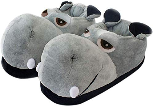 Pantoufles pantoufles éléphant animaux pantoufles hiver intérieur en peluche hamster (41/42 EU, hippopotame)