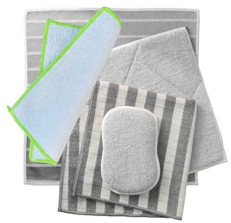 Set di 8 panni in fibra di bambù per la pulizia – Set da 8 panni per la pulizia e la pulizia, panno per la pulizia, senza striature, senza pelucchi, estremamente assorbente, sostenibili, per finestre