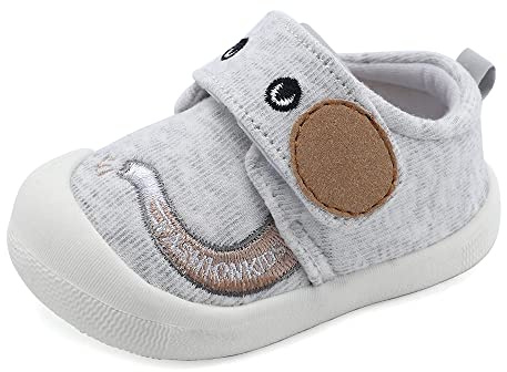 MASOCIO Scarpe Bimbo Neonato Scarpine Primi Passi Maschio Scarpette Bambino 12-18 Mesi Taglia 20 Grigio (Taglia Produttore: CN 16)