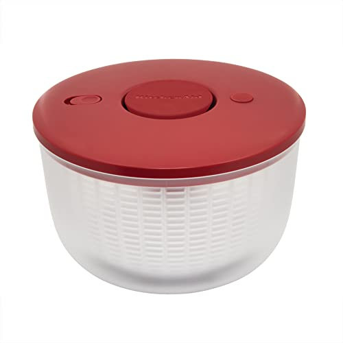 KitchenAid Universal Salad Spinner with Removable Bowl, Colander and One Handed Pump Mechanism, Large Bowl Nests and Features Non Slip Base, 7.43 Quart, Empire Red
