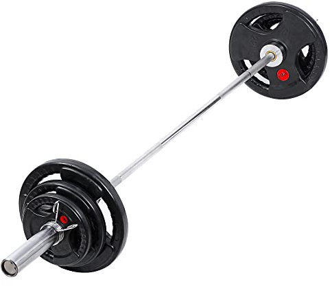 wuuhoo® Olympische Langhantelstange für Frauen & Hantelscheiben im Set Steffi - 50kg gesamt, 201cm Hantelstange mit 15,5kg Eigengewicht inkl. 35kg Gewichte - Design 1