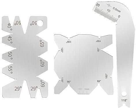 3Pcs Drill Bit Angle Gauge Stainless Steel Drill Sharpener Tools S/S Angle Measuring Gage Top Angle Front Edge Measurement Tool Accessories