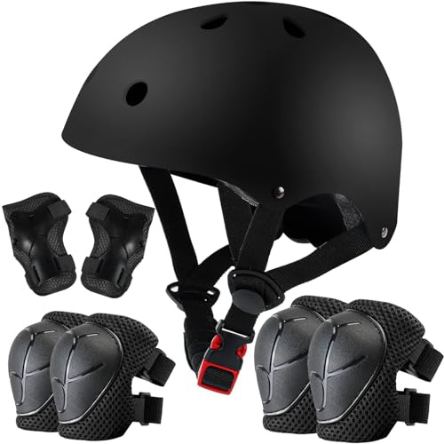 Adjustable Kids Bike Helmet Set, Protective Gear for Girls & Boys Aged 3-14 - Helmet, Elbow & Wrist Guards for Cycling, Skating & Scooter Sports
