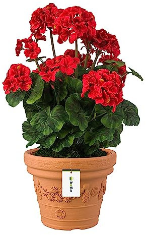 botle Blumentopf Blumenkübel Topf mit Muster ⌀ 45cm H: 35,8cm Kapazität: 30 L Rund Terrakotta Pflanztopf Pflanzkübel Terrasse Garten Balkon Stilvoll Elegant Outdoor UV-beständig Indoor
