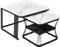 BTM Nest Tables, Square Coffee Table Coffee Table Set Nesting Sofa Table Multi-functional End Table Side Table with Black Metal Frame Legs and Marble Pattern White Top