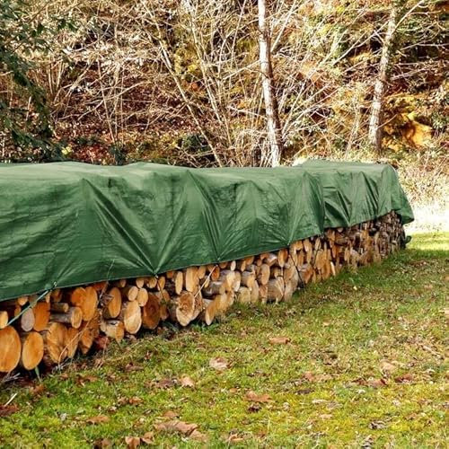 DIY-24H | Abdeckplane Gewebeplane 90g/m² grün | 16 Verschiedene Größen wählbar, Schutzplane Bootsplane Holzplane Plane mit Ösen für Pool Gartenmöbel Trampolin Auto wasserdicht (8m x 12m)