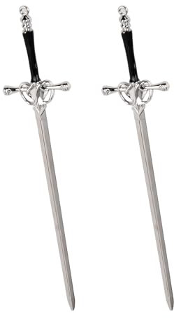 2 Pcs Schwert Haarnadeln, Chinesische Stil Damen Haarstab Haarstäbchen Elegant, Vintage Haargabel Einfach für Frauen Mädchen, Schöne Haarschmuck für Feste Frisur Haar Dekoratives (Silber)