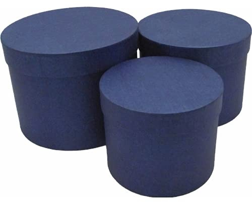 INERRA Flower Hat Boxes Florist Box Vase - Set of 3 (Blue)