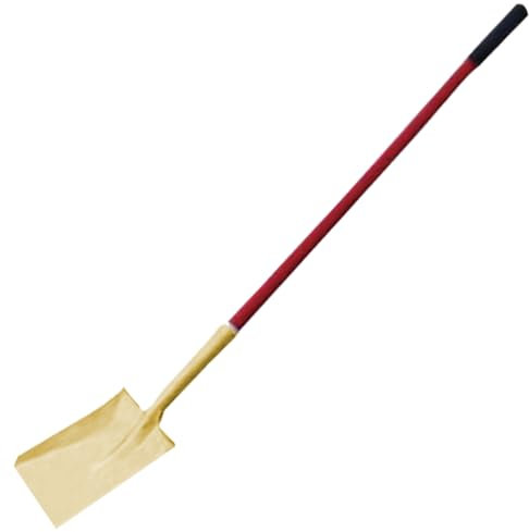 WEDO Pala cuadrada tipo europeo sin chispas con hoja recta, pala de transferencia, mango de madera de 75 pulgadas de largo, pala de excavación de seguridad, bronce de aluminio, estándar DIN,