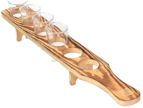 Porta bicchieri da tequila, vassoio da portata per bicchieri da vino - Portaoggetti in vetro in legno con 6 bicchieri - Portabicchieri in vetro, vassoio da portata con supporto in vetro tequila per li