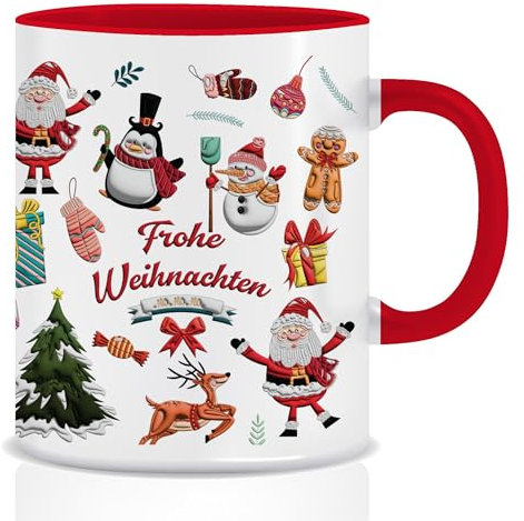 Tasse de Noël - Tasse à café - Tasse à thé - Tasse de Noël - Tasse à vin chaud - Lutin - Cadeau de Noël - Tasse décorative - Rouge