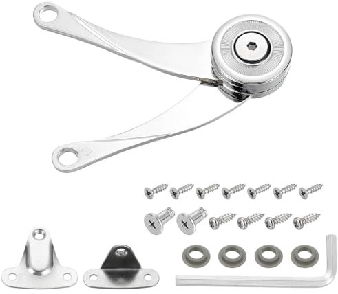 Sourcing Map 4 Pcs Retro Silver Zinc Alloy Soft Close Lid Hinge, Polished Surface Mount Hinge for Cabinet Closet Wardrobe Box